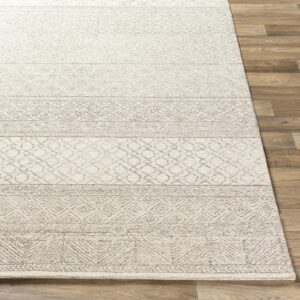 Abdera Geometric Handmade Tufted Wool Grey/Cream Area Rug Rectangle 3' x 5'