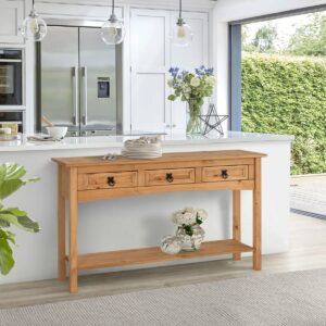 Farmhouse 44.09'' Solid Wood Console Table, 3 Drawers 1 Shelf