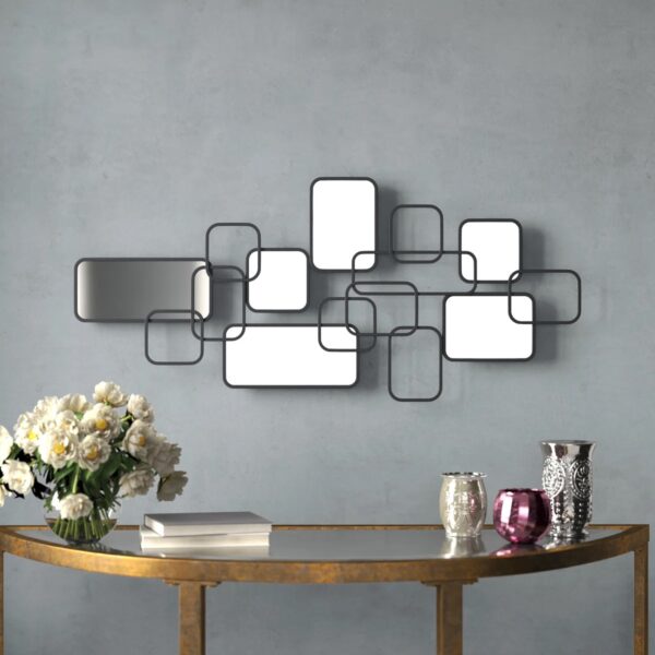 Aldwin Cole And Gray Contemporary Metal Wall Mirror