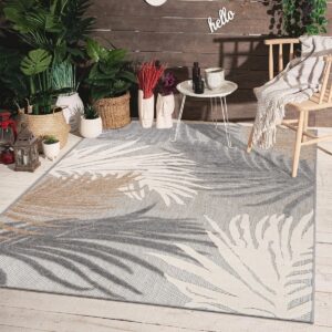 Floral Grey/Ivory/Beige Indoor & Outdoor Area Rug 7'10"x10'