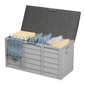 SUNCROWN Deck Box 75 Gallons Water Resistant Resin Lockable Deck Box