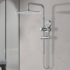 Metal Rainfall Shower Heads With Handheld Combo, 10 Inch High Pressure Rain Shower Head Chrome Finish