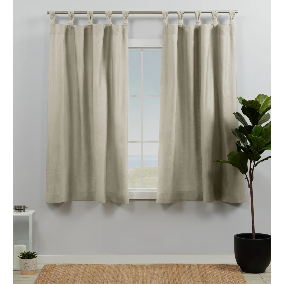 Exclusive Home Loha Linen Braided Tab Top Curtain Panel Pair (Set of 2) 54" W x 63" L