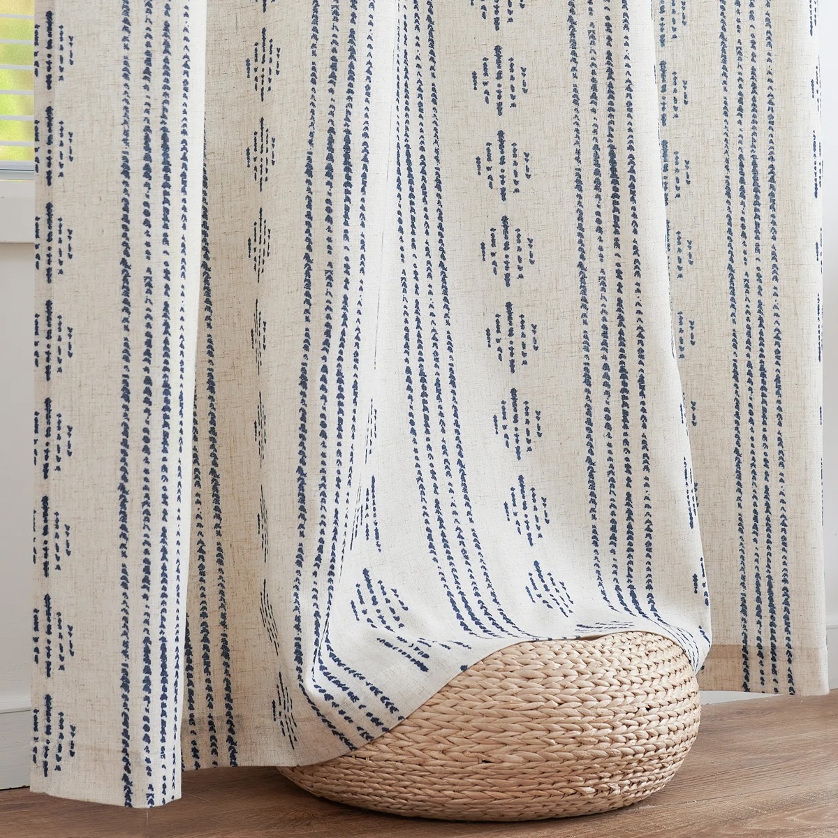 Amadas Linen Semi-Sheer Curtain Pair (Set of 2) Blue/Flex 52"x96"