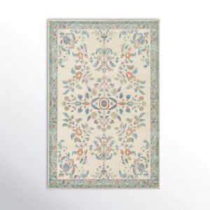 Berger Floral Cream/Burnt Orange/Blue/Sage/Wheat/Green Area Rug Rectangle 7'6" x 9'5"
