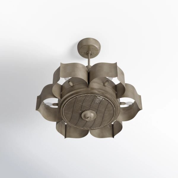 Budd 31" 6-Light Fandelier with Remote Control Silver Patina