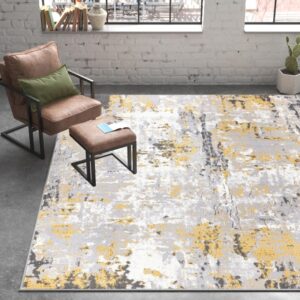 Chiswick Abstract Yellow/Grey/Ivory Area Rug 7'10x10'