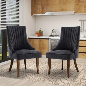 Crossland Dining Chairs, Upholstered Accent Parsons Diner Chair for Kitchen (Set of 2) Black