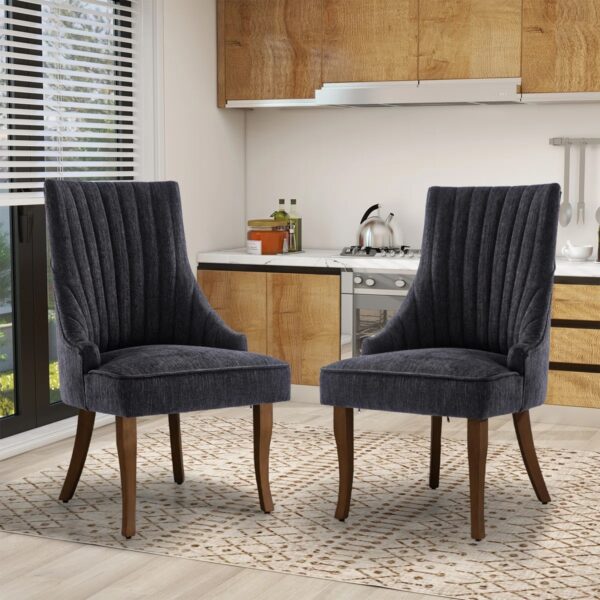 Crossland Dining Chairs, Upholstered Accent Parsons Diner Chair for Kitchen (Set of 2) Black