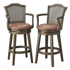 30" Tillman Solid Wood and Cane Swivel Barstool (set of 2)