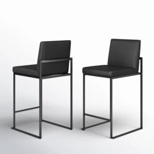 Rakowski Upholstered Counter Stool with Metal Frame (Set of 2) Black
