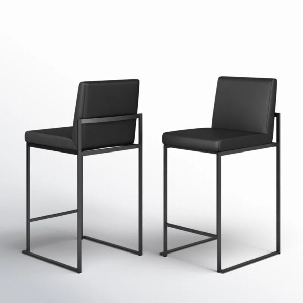 Rakowski Upholstered Counter Stool with Metal Frame (Set of 2) Black