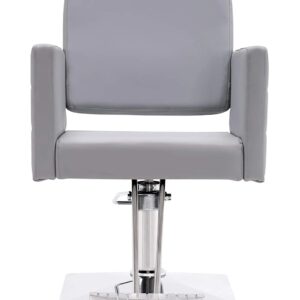 Spring Street 25" W Faux Leather Hydraulic Salon Chair with Metal Frame Gray