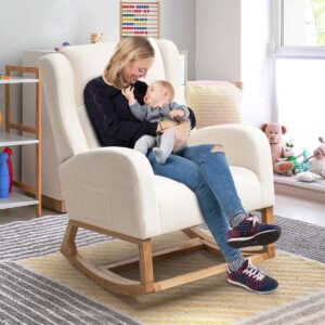 27.3" Wide Rocking Chair with Solid Wood Leg and Footrest