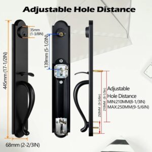 Double Door Handleset With Knob Handle For Front Door In Matte Black