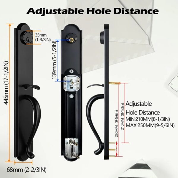 Double Door Handleset With Knob Handle For Front Door In Matte Black