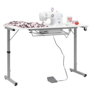 Rollaway 40.25" x 20" Foldable Sewing Table with Sewing Machine Platform and Wheels
