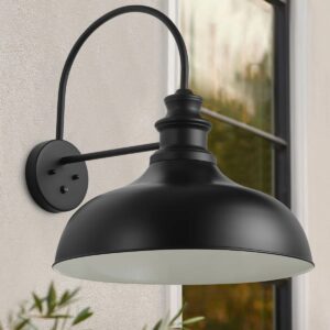 1-Light 19.68 inch Oversize Classic Farmhouse Black Dusk To Dawn Auto Outdoor Wall Light