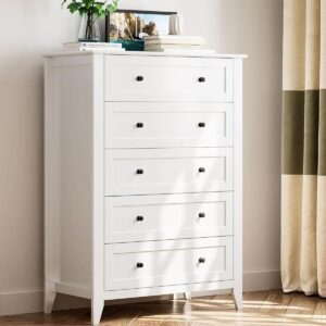 Chest Of 5 Drawers Dresser For Bedroom White