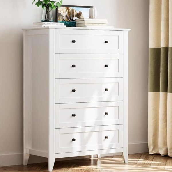 Chest Of 5 Drawers Dresser For Bedroom White