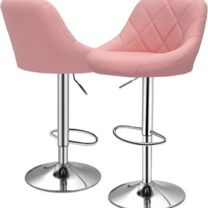 Swivel Bar Stools Height Adjustable Bar Chairs Kitchen Counter Stools Set of 2