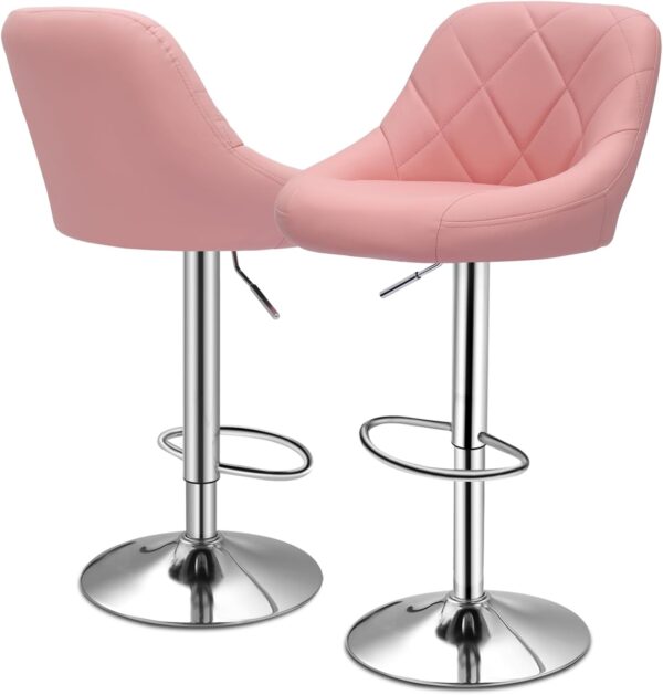 Swivel Bar Stools Height Adjustable Bar Chairs Kitchen Counter Stools Set of 2