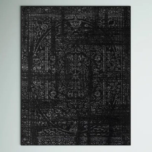 Adetoun Traditional Power Loom Performance Black/Grey Rug 3'x5'