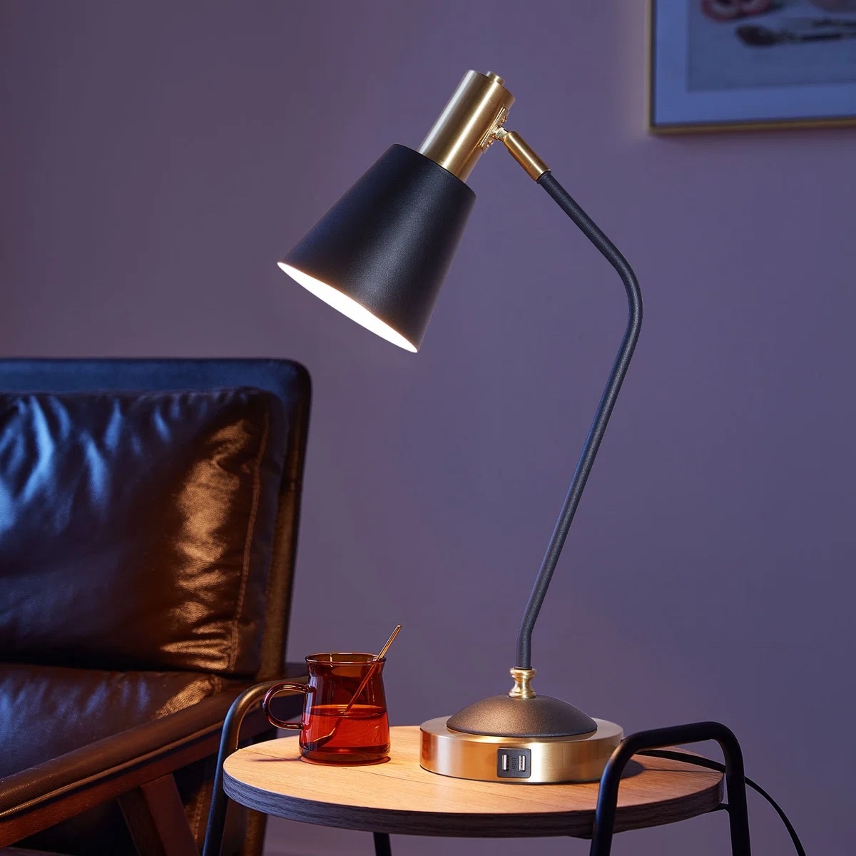 Dimmable Table Lamp With Usb And Touch Control Black & Bronze