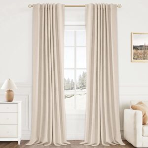 Graciella Thermal Insulated Blackout Curtains, Back Tab/Rod Pocket Bedroom Drapes (Set of 2) Oatmeal