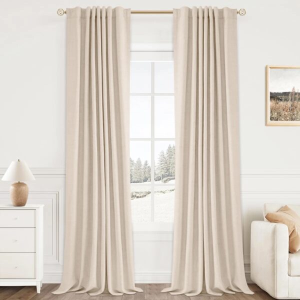 Graciella Thermal Insulated Blackout Curtains, Back Tab/Rod Pocket Bedroom Drapes (Set of 2) Oatmeal