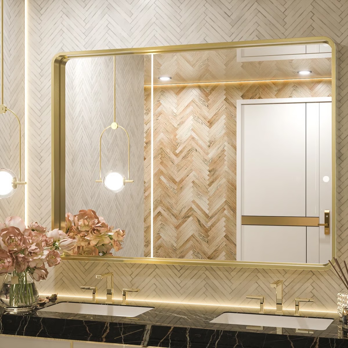 Tyro Bathroom Accent Mirror - Gold Finish