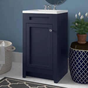 18.5" Single Bathroom Vanity With Cultured Marble Top Navy Blue