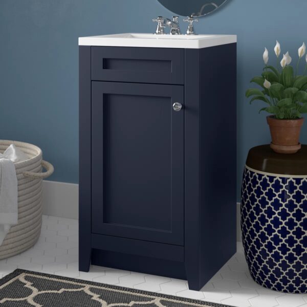 18.5" Single Bathroom Vanity With Cultured Marble Top Navy Blue