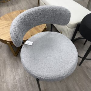 Burbank Modern Round Boucle Dining Chair