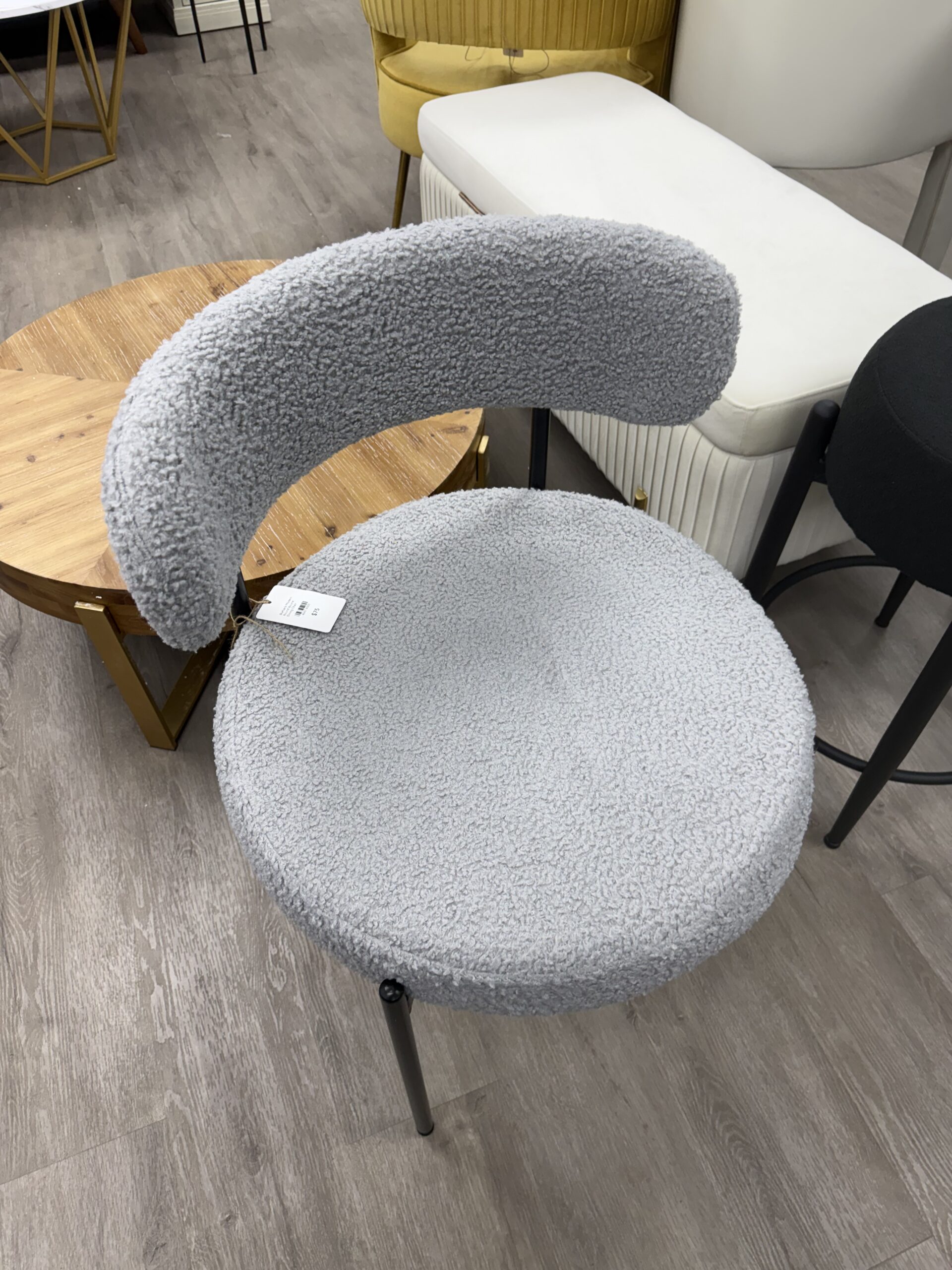Burbank Modern Round Boucle Dining Chair