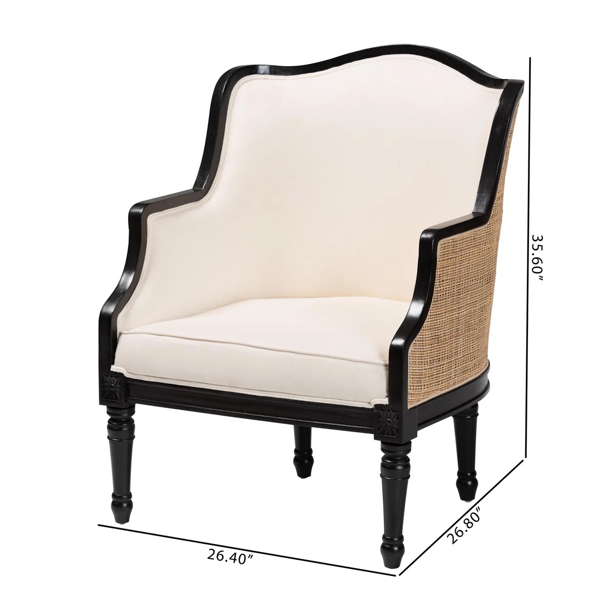Elizette Traditional French Beige Fabric And Honey Oak Finished Wood Accent Chair - Image 6