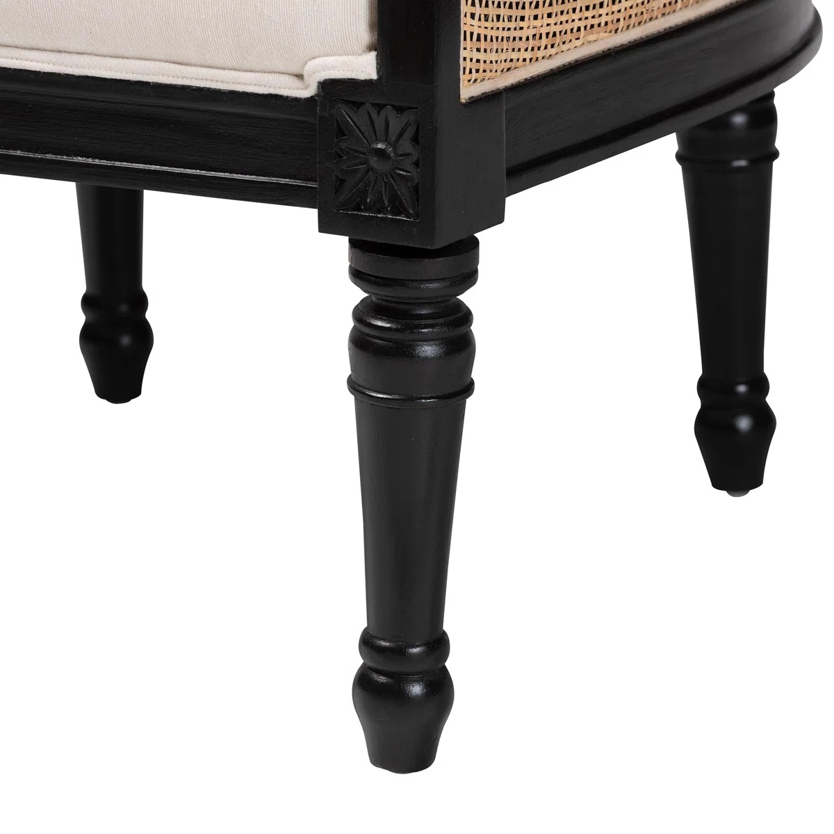 Elizette Traditional French Beige Fabric And Honey Oak Finished Wood Accent Chair - Image 2