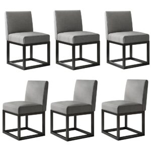 Dining Chairs (Set Of 6) , Modern Linen Kitchen Chairs With Metal Frame (Set of 6)