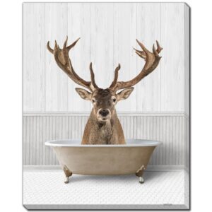 Bath Time Deer Canvas Wall Art Canvas 16x20