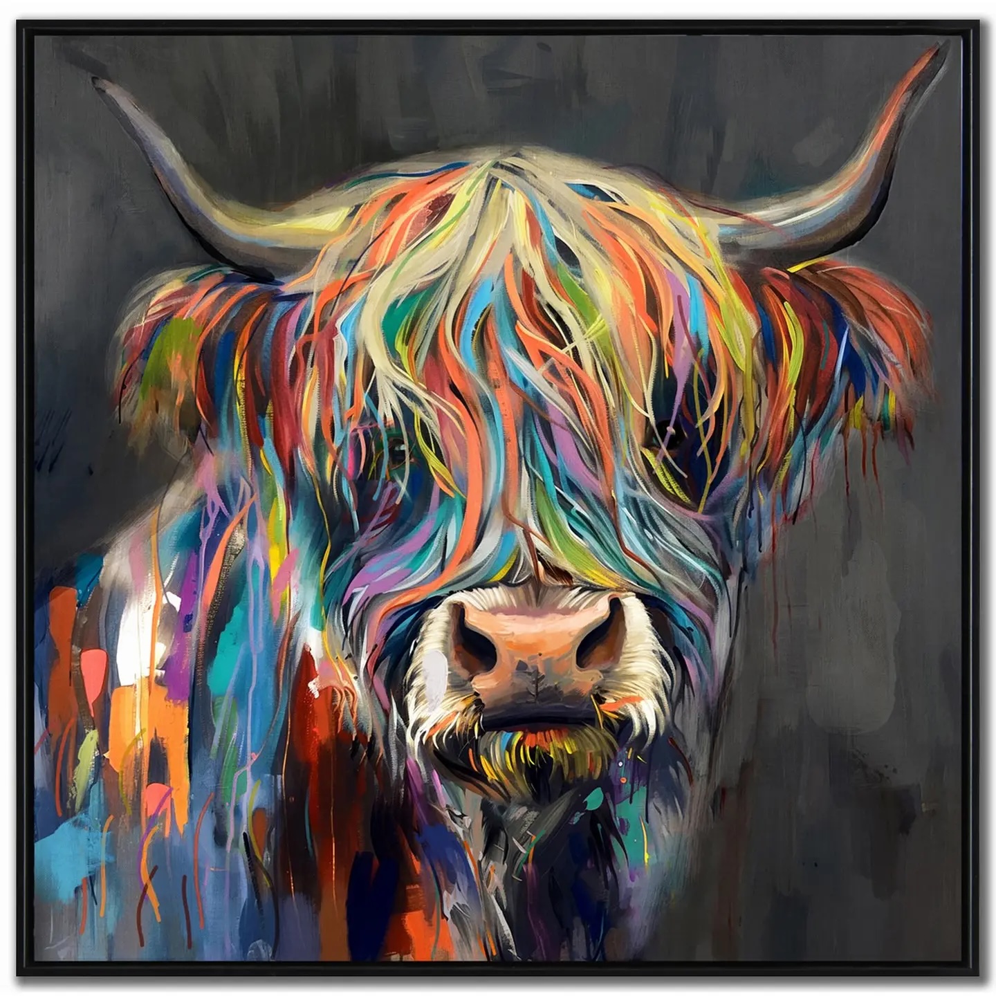 Rainbow Highland Canvas Wall Art