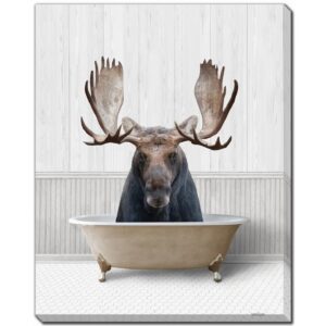 Bath Time Moose Canvas Wall Art 16"x20"