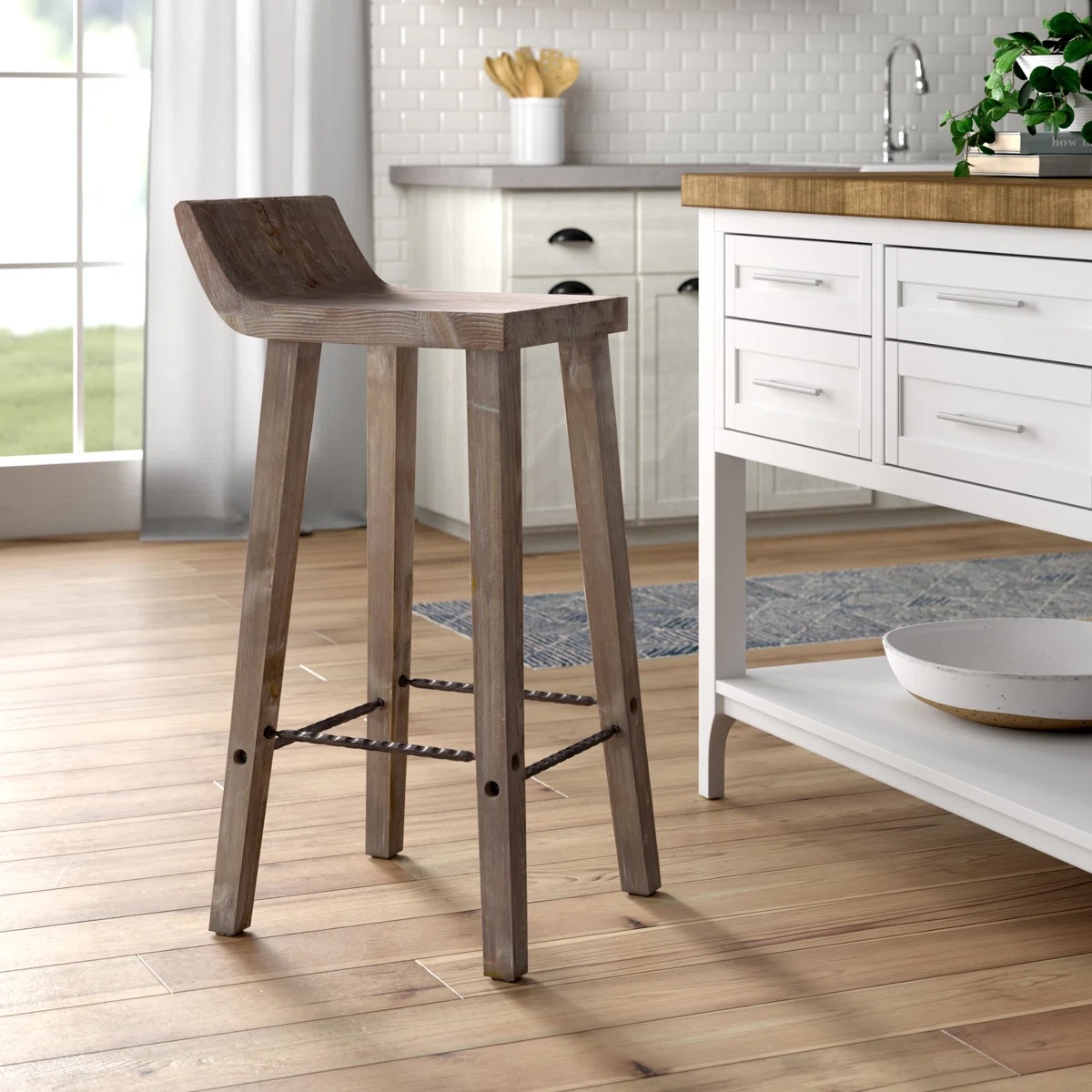 Carlson Solid Wood Stool Rustic Counter Height Misty Mocha