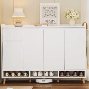 Sleek and Contemporary Shoe Cabinet with Adjustable Shelves, Minimalist Home Organizer