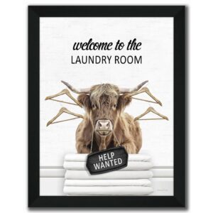 Laundry Room Highland Framed Wall Art 12"x16"