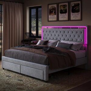 Chantaya Upholstered Storage Bed Queen Gray