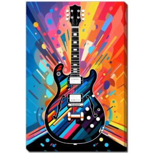 Guitar in Vibrant Colors 38x60 Canvas Wall Art