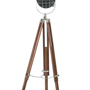 Floor Lamp with Brown Wooden Tripod Stand Retro