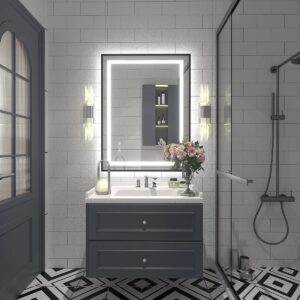 30 in. W x 36 in. H Rectangular Frameless Super Bright Backlite LED Tempered Glass Wall Mirror