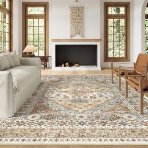 Non-Slip Washable Rugs, Stain Resistant Rug (Orange) 8'X10'