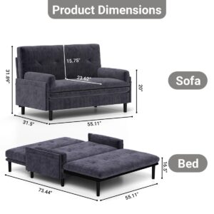 Futon Sofa Bed, Small Loveseat Couch Sofa, Convertible Sleeper Sofa with Adjustable Backrest